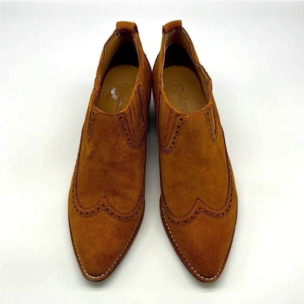 Madewell - The Grayson Brogue Tan Suede Chelsea Western Ankle Boot Size 8.5